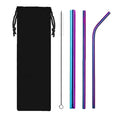 Hot Selling Eco-friendly Reusable 304 Stainless Steel Boba Straw Drinkware Accessory with Carry Velvet Bag