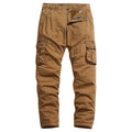 Men's Colored Woven Light Wash Plus Size Close-Fitting Multi-Pocket Casual Pants with Zipper Fly and Mid Waist