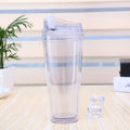 Reusable 16oz Plastic Water Bottle Double Walled Skinny Tumbler with and Lid Acrylic clear Tumbler with Flip Lid