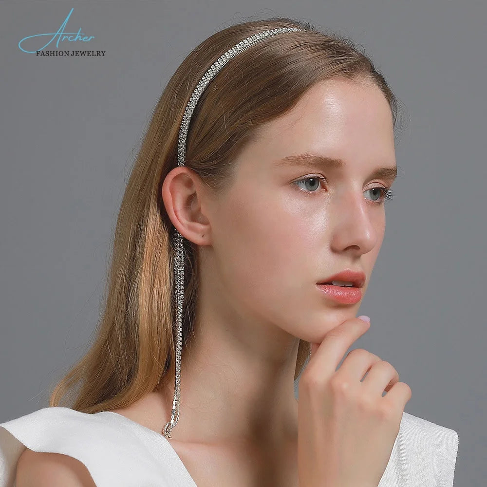 Silver Vintage Crystal Tassel Headband for Women and Girls Sweet Hair Hoop Accessory Stylish Hairbands Headwear