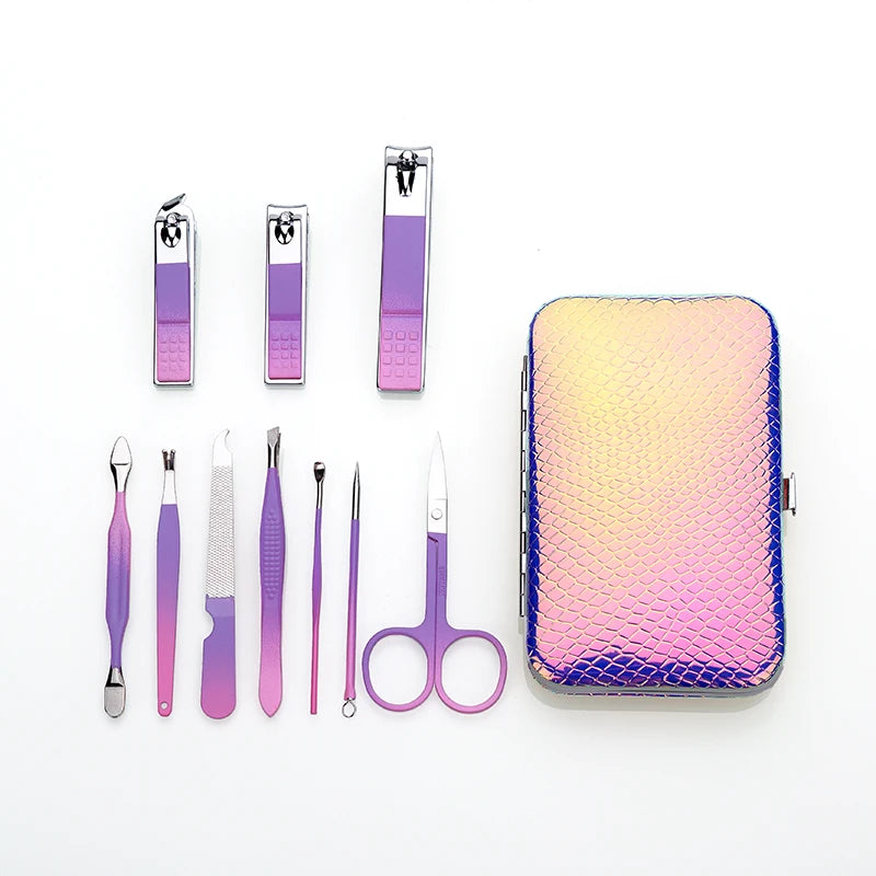 Professional Mini Nail Care Salon 10pcs Set Custom Beauty Tools-Pedicure Scissors Cutter & Nail Clipper Manicure Pedicure Kit