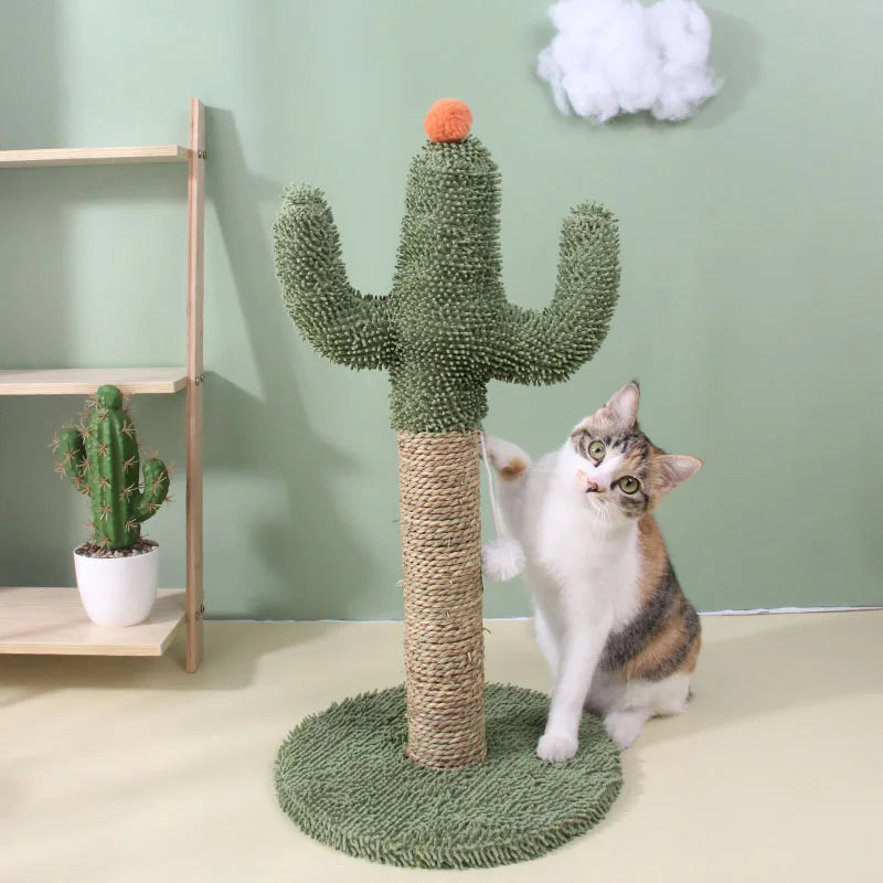 New Sisal Cactus Cat Climbing Frame & Scratching Post with Bed & Jumping Platform-All Seasons Lightweight 1.32kg
