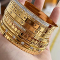 Factory Supply Vintage Gold Filled Star Wide Bangle Bracelet Non Stainless Steel Cubic Zirconia Bracelet Women Jewelry