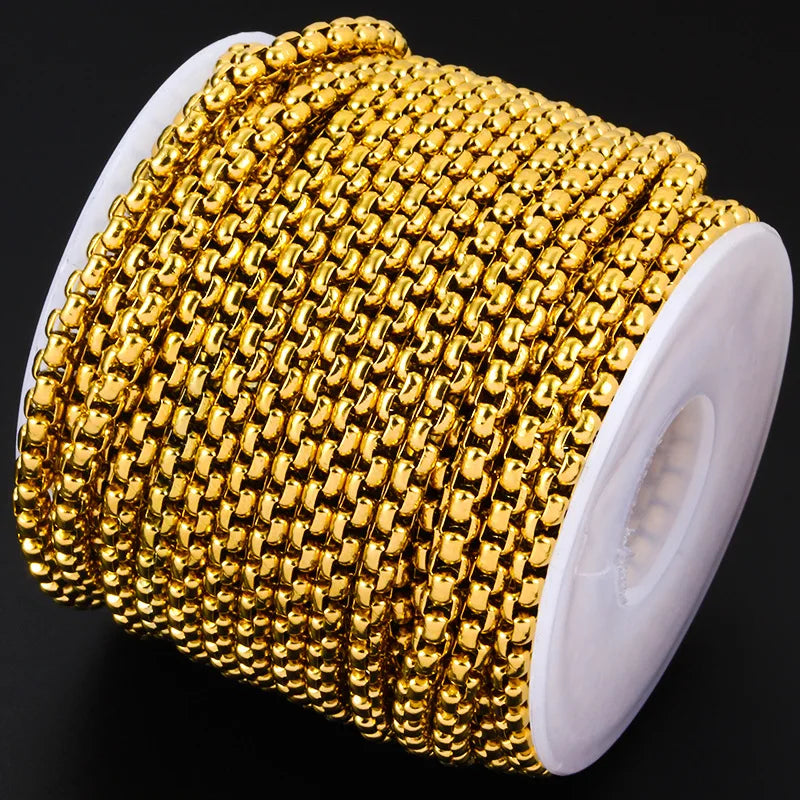Titanium Steel square Pearl Chain Vacuum Furnace Internal Plating Gold Fashion DIY Jewelry Design Accessories