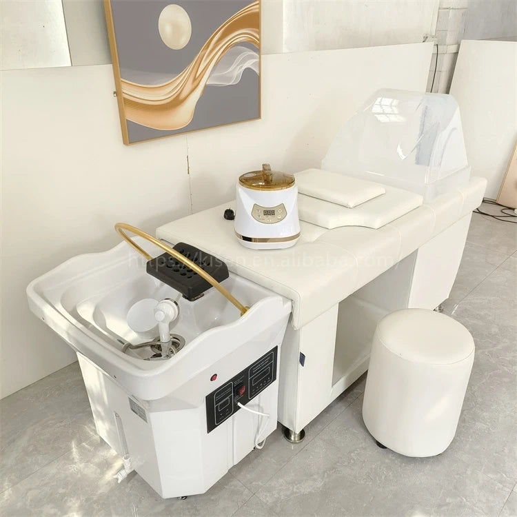 Luxury Head Spa No Plumbing Pipeless Hair Washing Massage Chair Lay Down Table Barbershop Shampoo Bed for Hair Beauty Salon