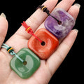 Hot Selling HongMei 30mm Square Vintage Braided Strand Chain Natural Crystal Agate Pendant Safety Buckle Unisex Casual