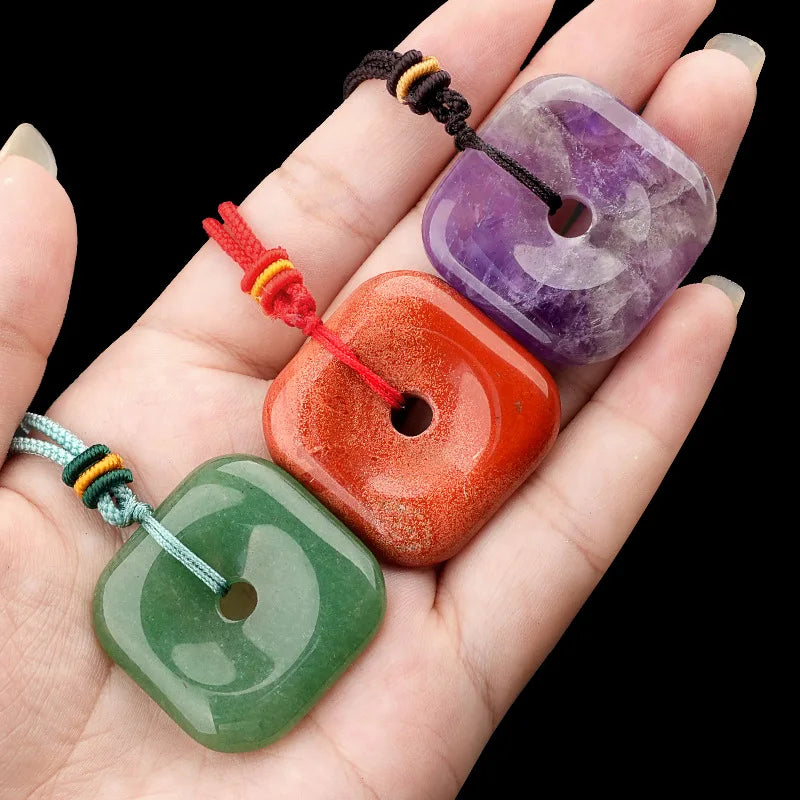 Hot Selling HongMei 30mm Square Vintage Braided Strand Chain Natural Crystal Agate Pendant Safety Buckle Unisex Casual