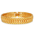 Fashion Chunky Link Chain Frosted Bracelet 24K Gold Plated Cuff Bangle Wristband Bangle Jewelry for Men