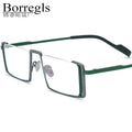 Borregls Colorful Titanium Glasses Frame Men New Brand Designer Small Square Optical Eyeglasses Vintage Retro Eyewear 185780