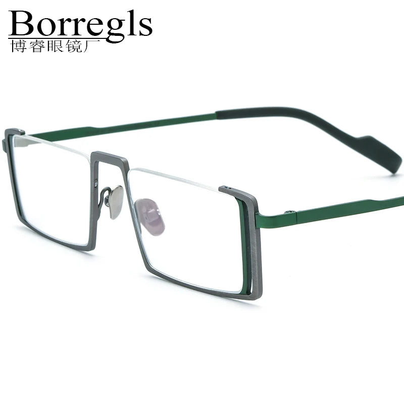 Borregls Colorful Titanium Glasses Frame Men New Brand Designer Small Square Optical Eyeglasses Vintage Retro Eyewear 185780