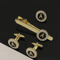 26 Letters Capital Initial A-Z Tie Clip Personalized Crystal Cufflinks Tie Clip Set for Men (MD018)