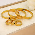 Stainless Steel Exquisite Engrave Jewelry Set for Couple Fashion 18K Gold Plated Anniversary Gift Waterproof