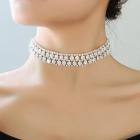Ins Hot Light Luxury Diamond Choker Necklace Multilayer Full Colorful Zircon Necklace Irregular Geometric Hollow Choker Necklace