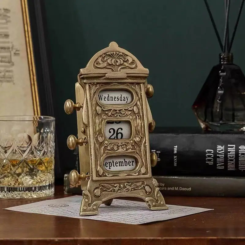 10X18CM Vintage Pure Brass Table Decorative High-grade Handmade Desktop Home Decor Perpetual Kids Birthday Gift Dropshipping DDP
