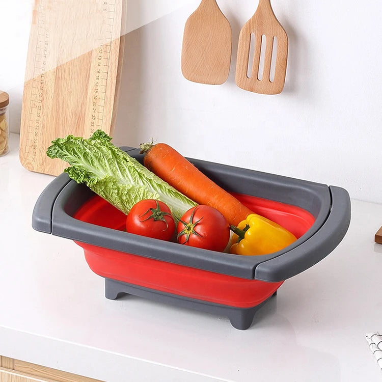 Foldable Plastic Strainer Basket Collapsible Colander Set Square Shape for Home Kitchen Fruit Vegetable Washing Folding Strainer