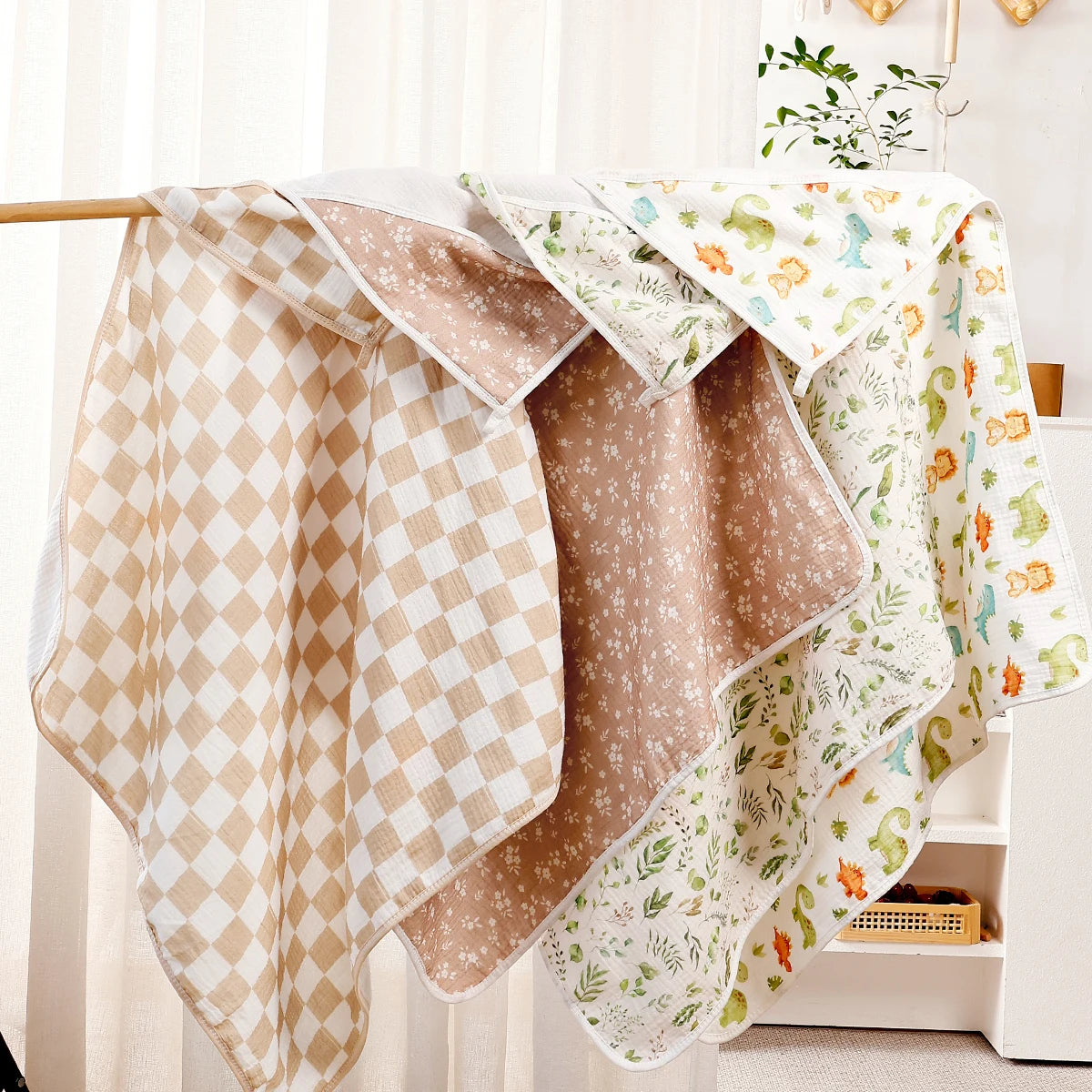 100% Cotton Baby Bathrobe  Soft  Muslin Hooded Bath Towel  Blanket  Newborn Baby  Multifunctional Blanket