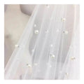 Tessuto Rete Perlata Elastic Bridal Bead Mesh Tulle Fabric White Pink Black Pearl Soft Stretch Bag Dress Fabric