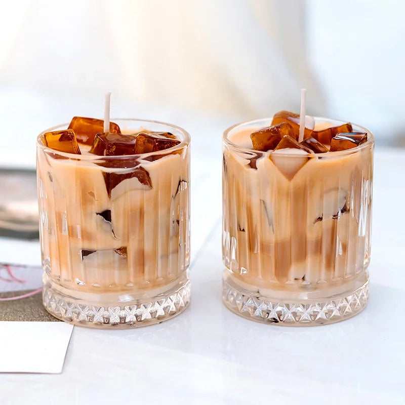 Coffee Scented Candle Ice American Glass Living Room Decoration Handmade Soy Wax Candle