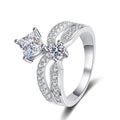 Silver 925 Original Brilliant Cut Genuine Diamond Test Past 1 Carat Square 0.3 Ct Round D Color Moissanite Ring Gemstone Jewelry