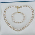 Zhuji Natural 7-8mm White Potato Shape Pearl Necklace Set for Gold Plated Women's Necklace