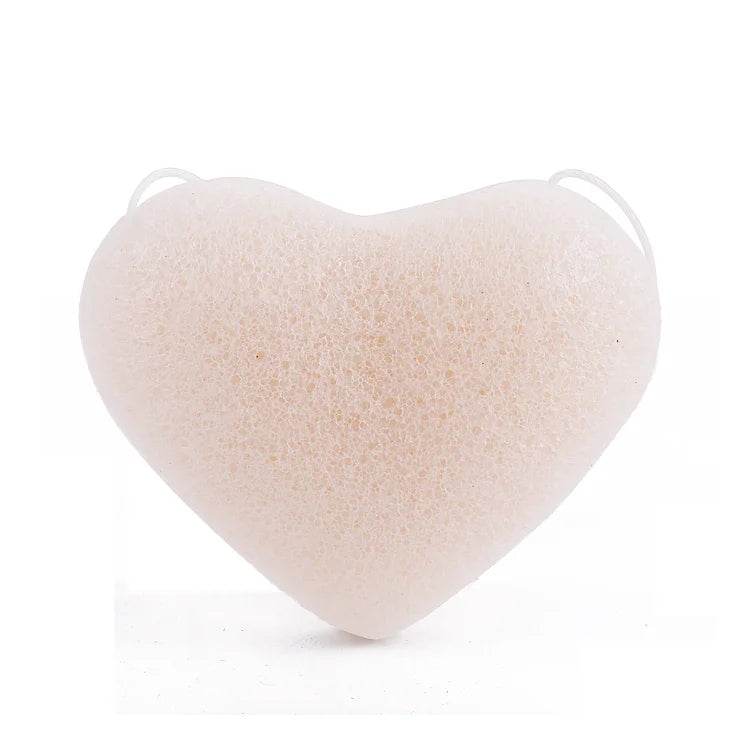 2024 Fashionable Face Makeup Remover Ball Heart Shape 100% Natural Konjac Sponge Facial Cleaning Tools