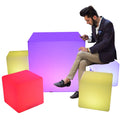 Modern Rustic RGB Changeable LED Night Lamp Waterproof Cube Glowing Park Outdoor Furniture Plastic Bar Stool Dining Hotel Use