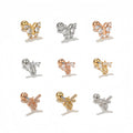 New Zircon Cute Small Animal Insect Ear Bone Stud New Creative Butterfly Bee Ear Piercing Screw Ball Women's Jewelry Earring