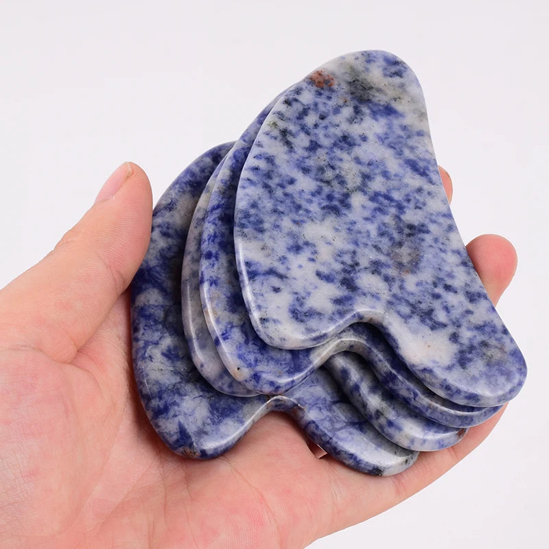 Diy Manufacturer OEM ODM 100% Natural Stone Guasha Skin AntiAging Lift Facial Beauty Massage Blue Spot jasper Sawtooth Roller