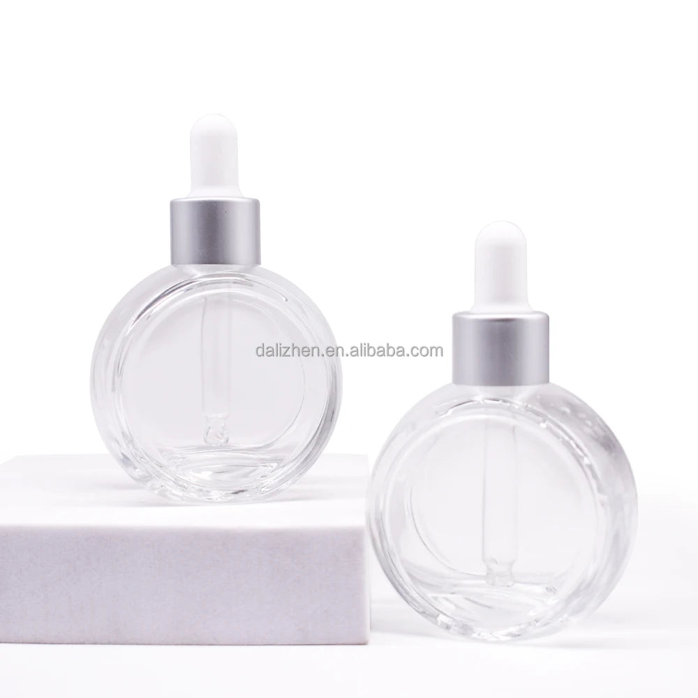 Light Bulb Shape Empty 30ml Transparent Glass Serum Dropper Bottles