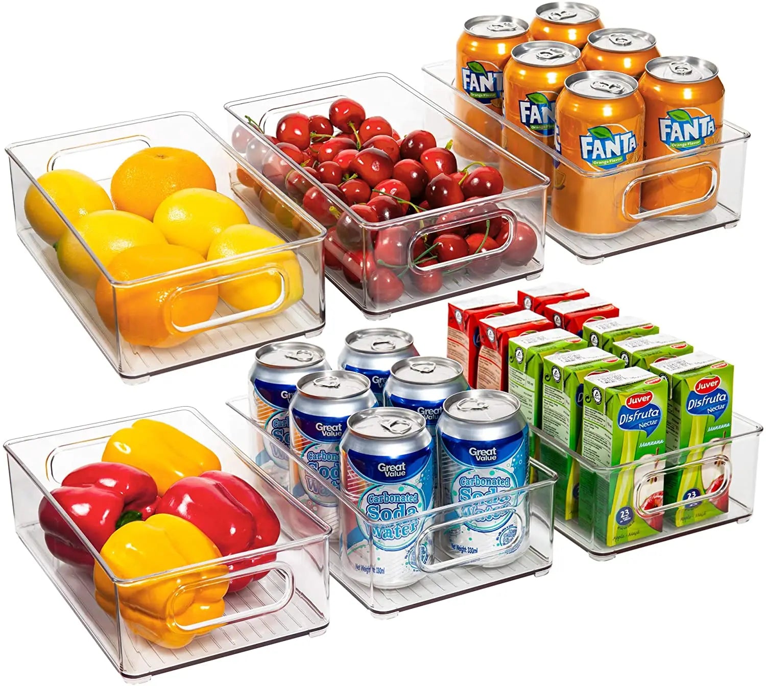 6Pcs Set Refrigerator Organizer Bins Plastic Fridge Organizers With Lids for Freezer Kitchen Cabinet Pantry BPA Free