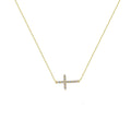 Bling Moissanite Diamond Sideways Cross Necklace Jewelry Real 18k Gold Plated Stainless Steel Zircon Cross Pendant Necklace
