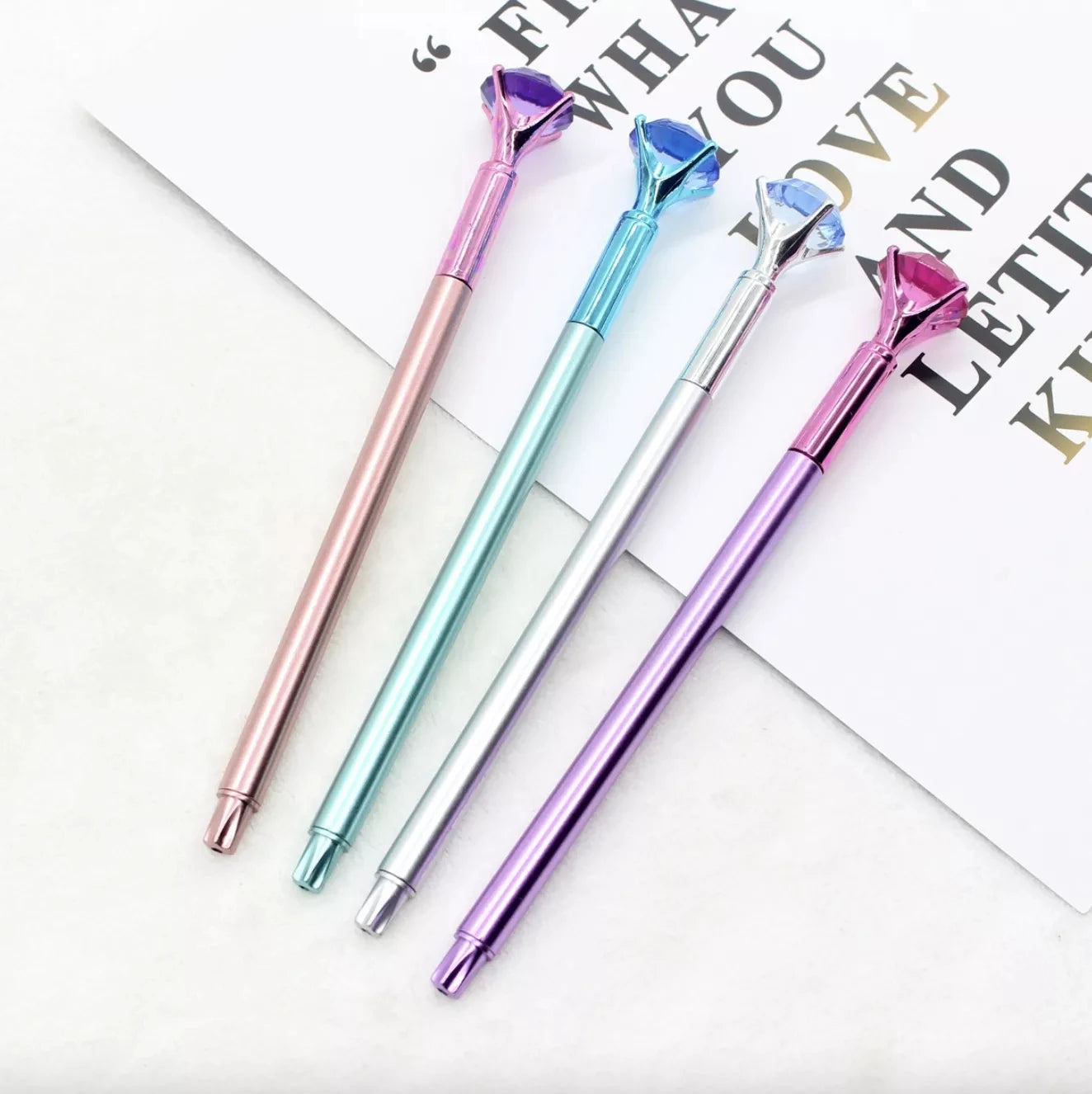Nice Bling Bright Carat Diamond Crystal Ballpoint Refill Pen Lady Kids Girl Office School Supplies Gift Rose Gold Gel Ink Pen