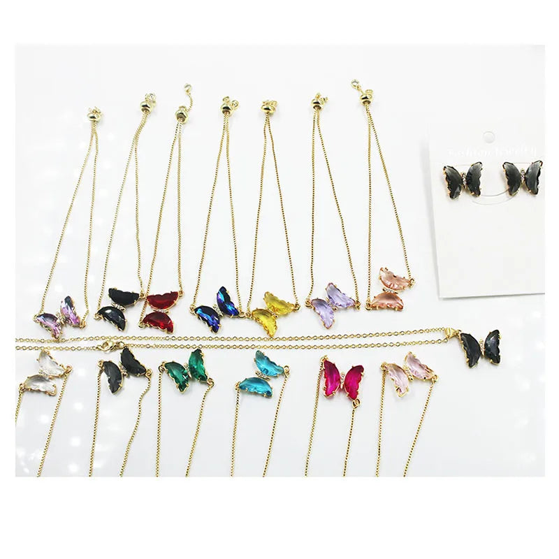 BMZ 2025 Good Quality Wholesale 17 Options butterfly Earring and Necklace New Gift Jewelry Christmas Jewelry Set