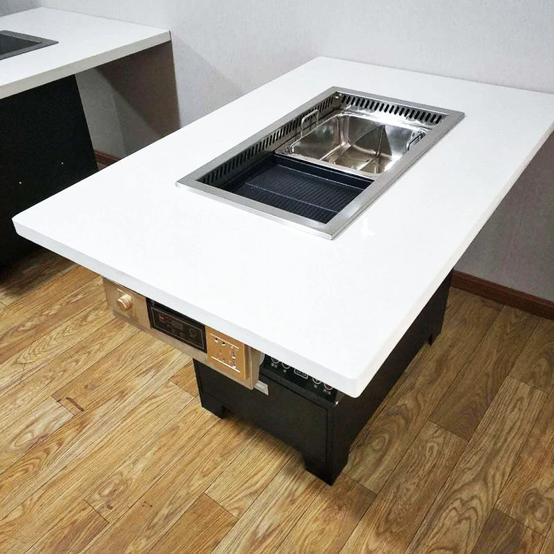 Commercial Indoor Smokeless Electric Korean Barbecue Table Shabu Table Hot Pot Table Electric With Grill for Bars & Hotels