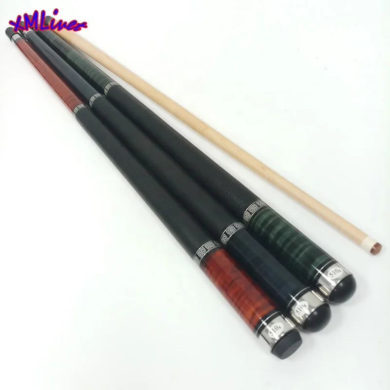 Xmlivet Handmade Colored Tiger Maple Solid Wooden Billiards Carom Cues in Leather Cue Grips Pool Cue Sticks Wholesale MegaBDM
