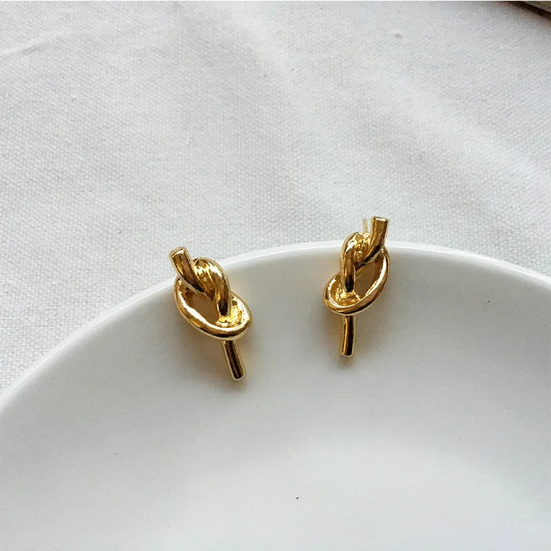 Vintage Creative Metal Knot Stud Earrings Minimalist Madewell Gold Knot Earrings Jewelry