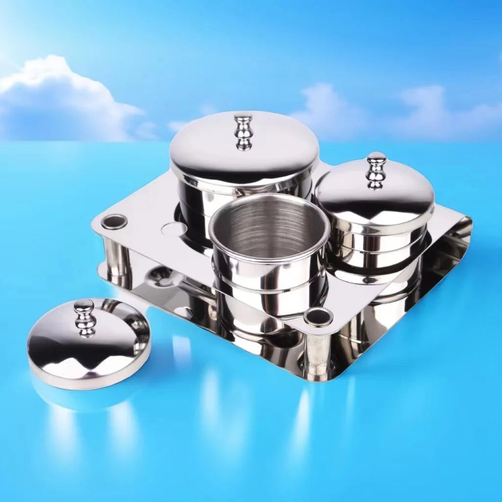 BIN Nail Art Cup Crystal Liquid Powder Cup with Lid Packing Container Stainless Steel Tank Cup