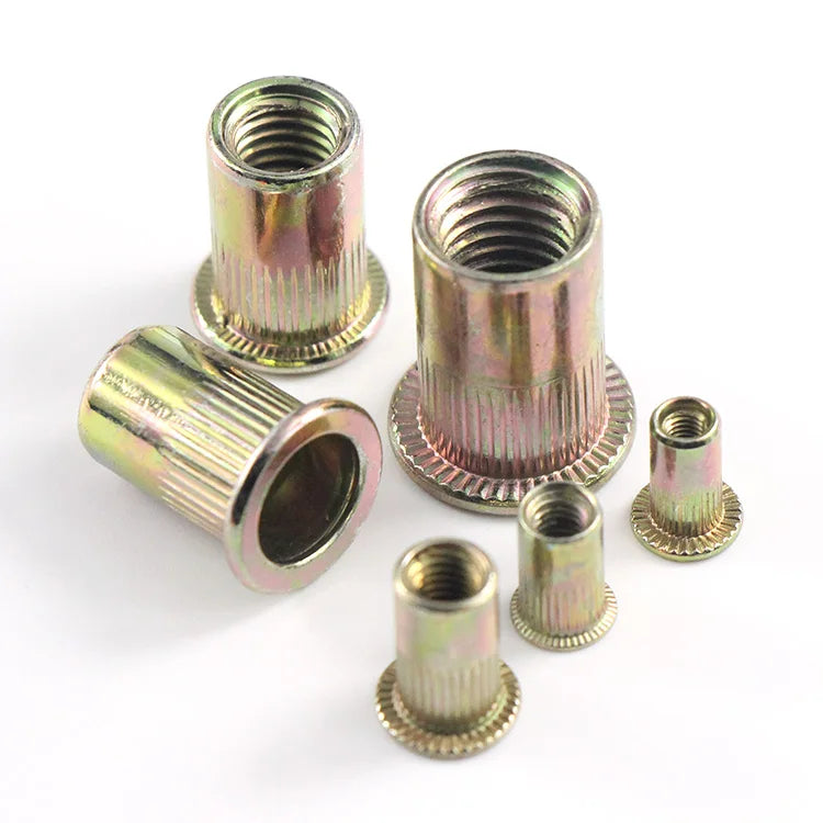 Yellow White Zinc Pop Blind Rivet Nut Vertical Stripes Countersunk Head Round Rivet Nuts Galvanized Screw with Nuts