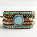 New Bohemian Ethnic Style Women Jewelry 5 Strands Natural Stone Crystal Glass Handmade Wrap Bracelet