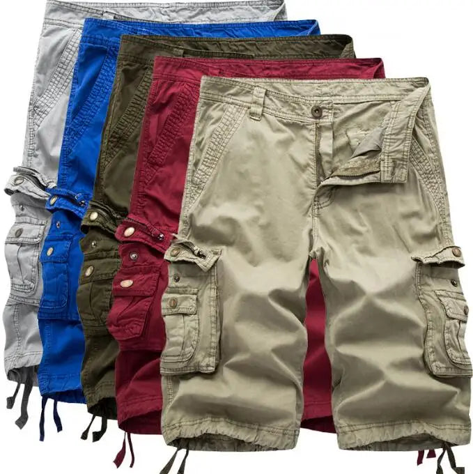 Custom logo Casual Men's Shorts Fashion Streetwear Cotton Plain Color Multi Pocket Cargo Pants Shorts