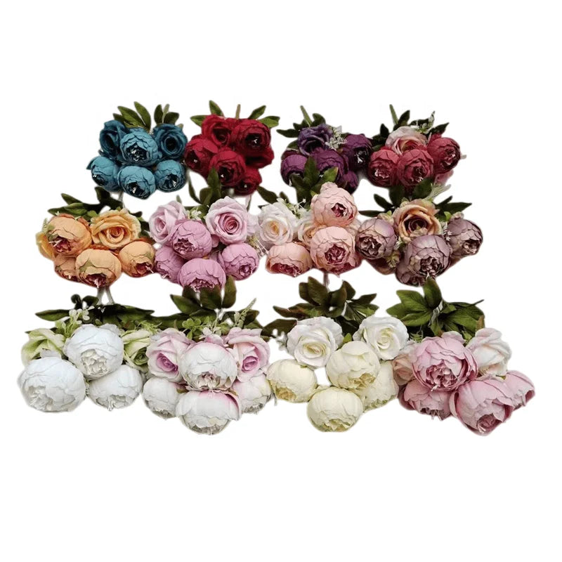 Wholesale Different Styles Peonies Bushes Artificial Silk Flower Peony Bouquet for Wedding Decoration