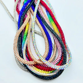 Factory Direct Shoe Accessory Crystal Motif Rhinestone Tube Rope with 6 Rows Diamond for Garments