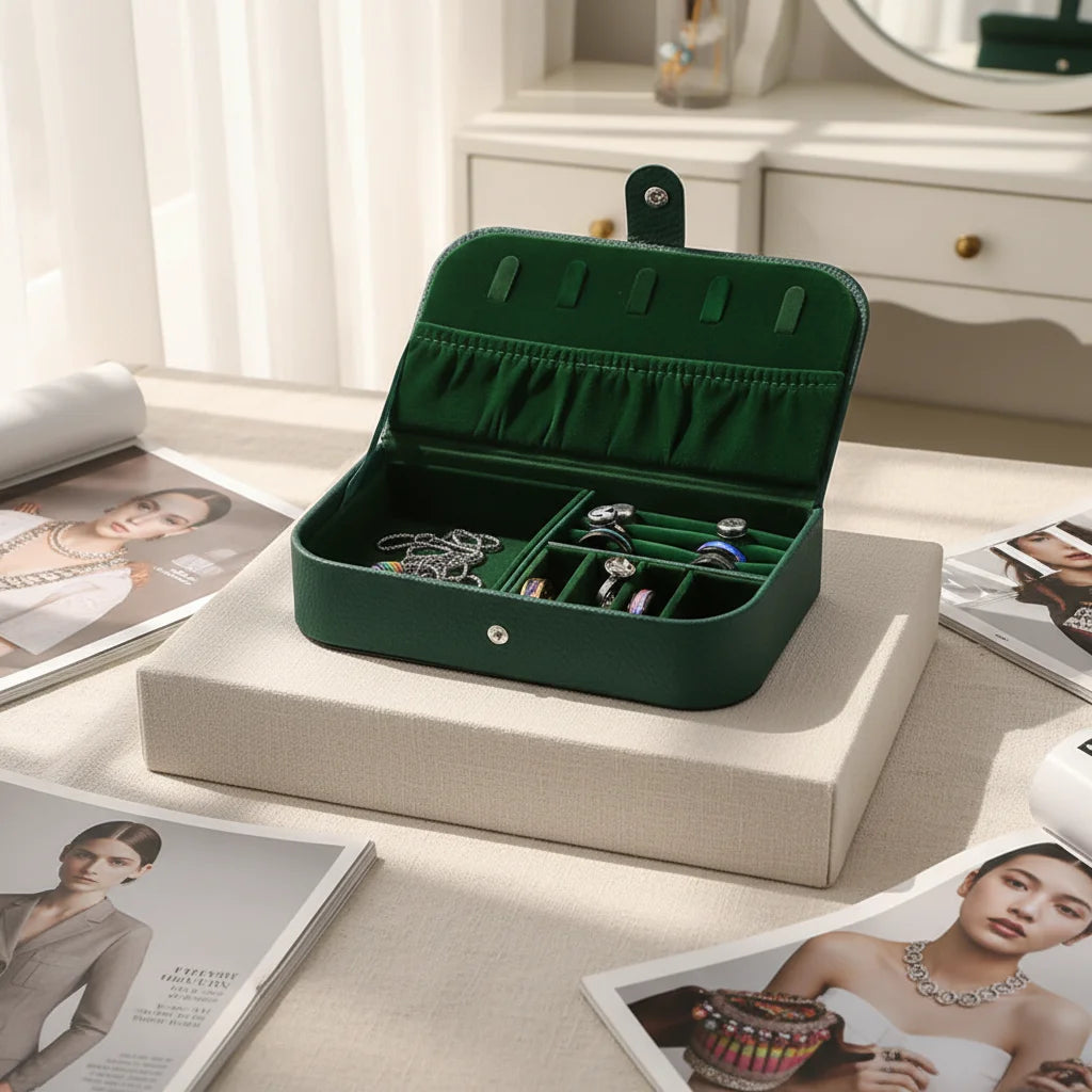 High-End Vintage Portable Jewelry Box for Earrings Rings Bracelets Rectangle Shape for Easy Collection Storage MegaBDM