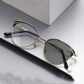 New Anti Blue Light Lenses Spring Hinge Eye Discoloration Eyewear Optical Cat Eye Photochromic Round Eyeglasses for All Face