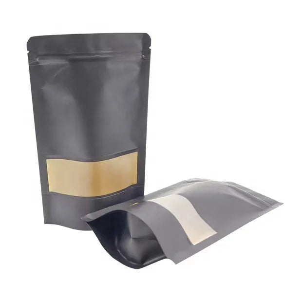 Custom Printed Resealable Black Kraft Frozen Food Grade Cookie Packaging Stand up Pouch Zipper Doypack Bag for Snack Tea Powder