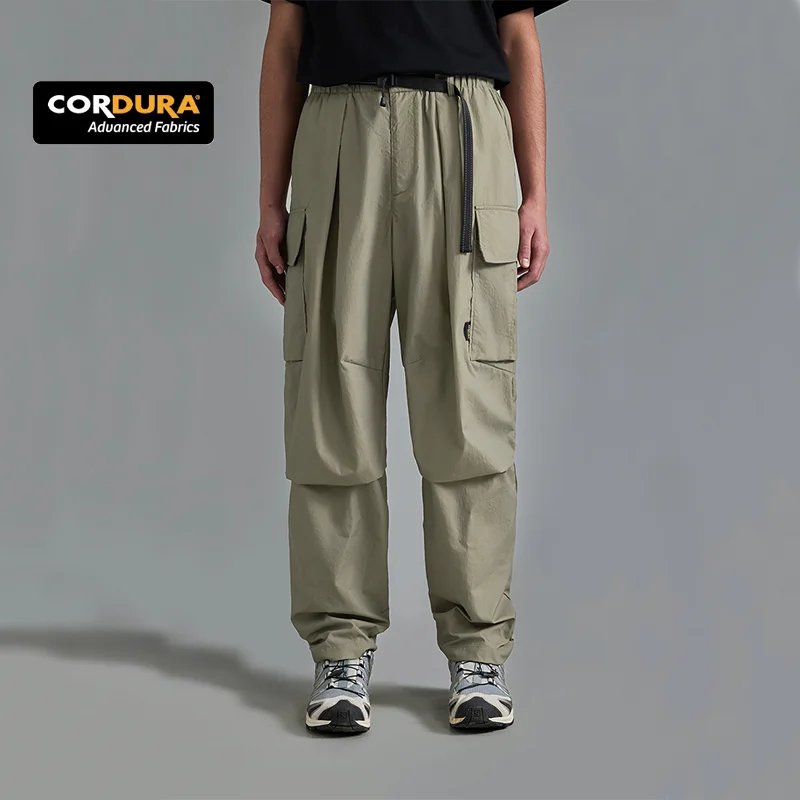 QUICKSHOW Men's Outdoor Sports Pants CORDURA Workwear Soft Shell Pleated Lightweight Water Resistant Hiking Joggers for Summer