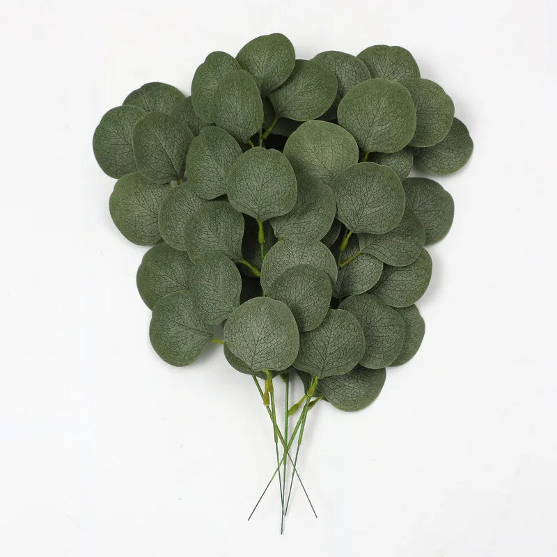 M259 New Arrival DIY Christmas Money Leaves Single Green Eucalyptus Leaf Artificial Eucalyptus Plant Leaves