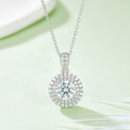 O93 Abiding Jewelry Wholesale Round Shape Moissanite Diamond Stone Pendant 925 Sterling Silver Double Halo Necklace