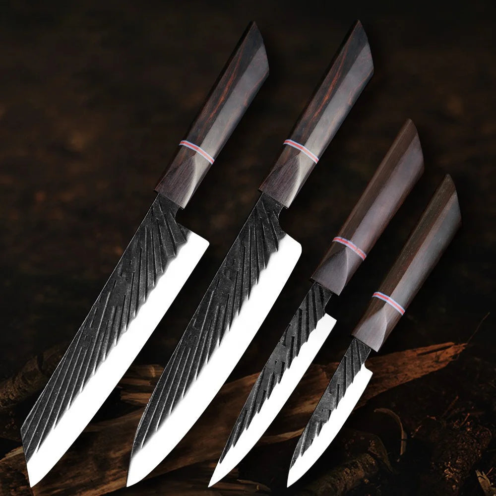 Steel Non Stick Chef Knife With Ebony Wood Japanese Knife Cleaver Boning Slicing Chopper Knife