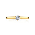 Dainty Fashion 925 Sterling Silver Yellow Gold Solitaire Diamond Ring